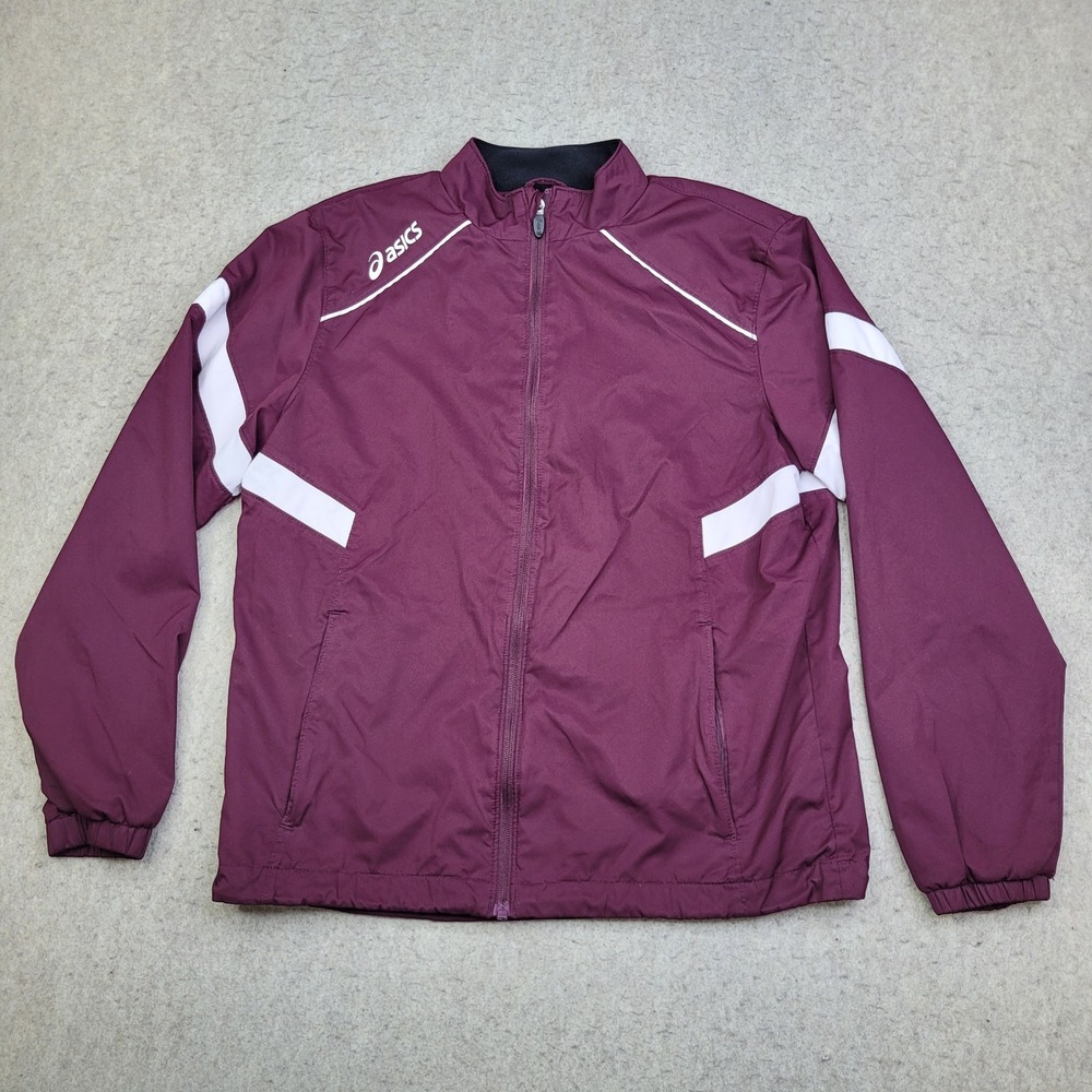 ASICS Surge Warm-Up Jacket Mens XS Maroon Full Zip Mock Neck‎ Track